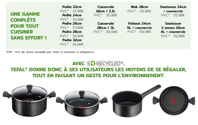 gamme so recycled téfal poeles et casseroles recyclées et recyclables fabriquées en france