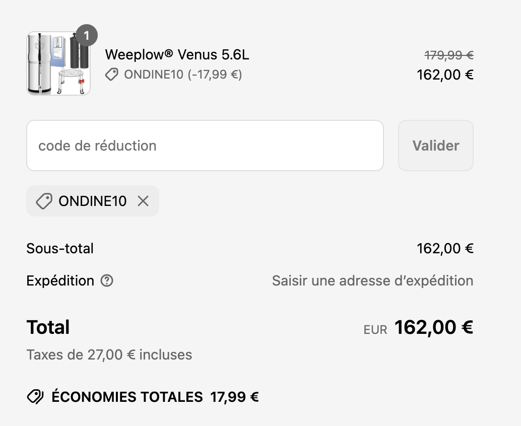 exemple code de réduction weeplow